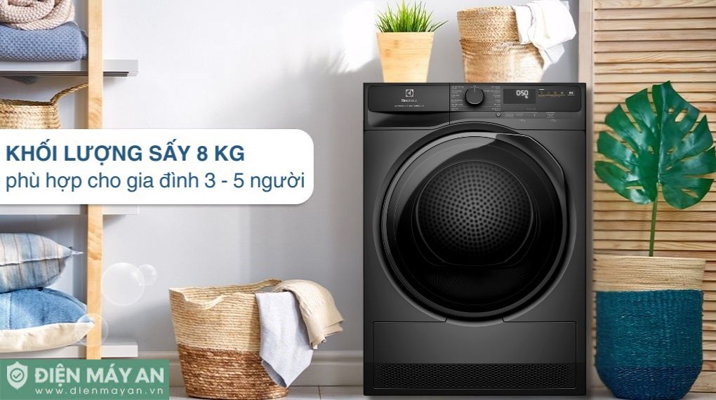 Máy Sấy Bơm Nhiệt Electrolux UltimateCare 8 Kg EDH803J5SC